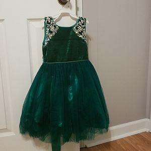 Cinderella couture green velvet&satin dress formal